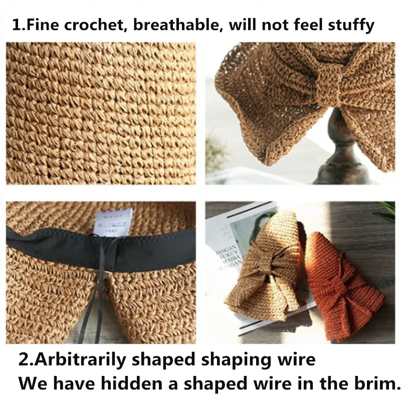 Sun Hat Wide Brim Floppy Summer Hats For Women Straw Dome Bucket Hat