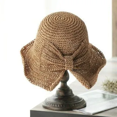 Sun Hat Wide Brim Floppy Summer Hats For Women Straw Dome Bucket Hat