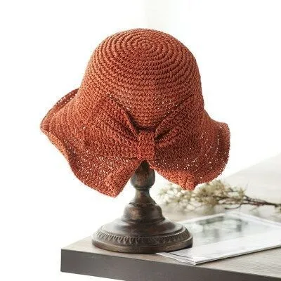 Sun Hat Wide Brim Floppy Summer Hats For Women Straw Dome Bucket Hat