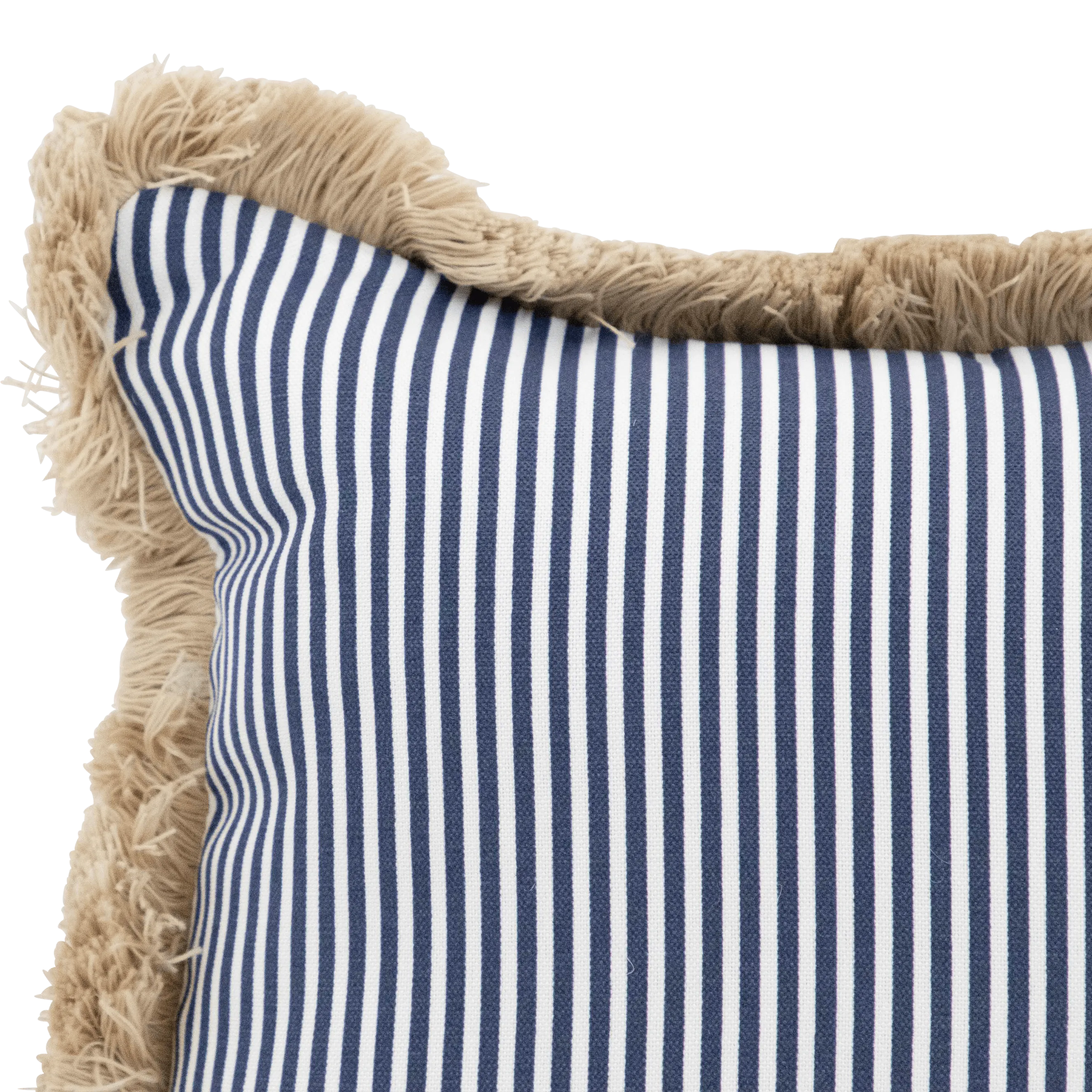 Tahiti Navy Stripe - 50x50cm Fringed Outdoor Cushion