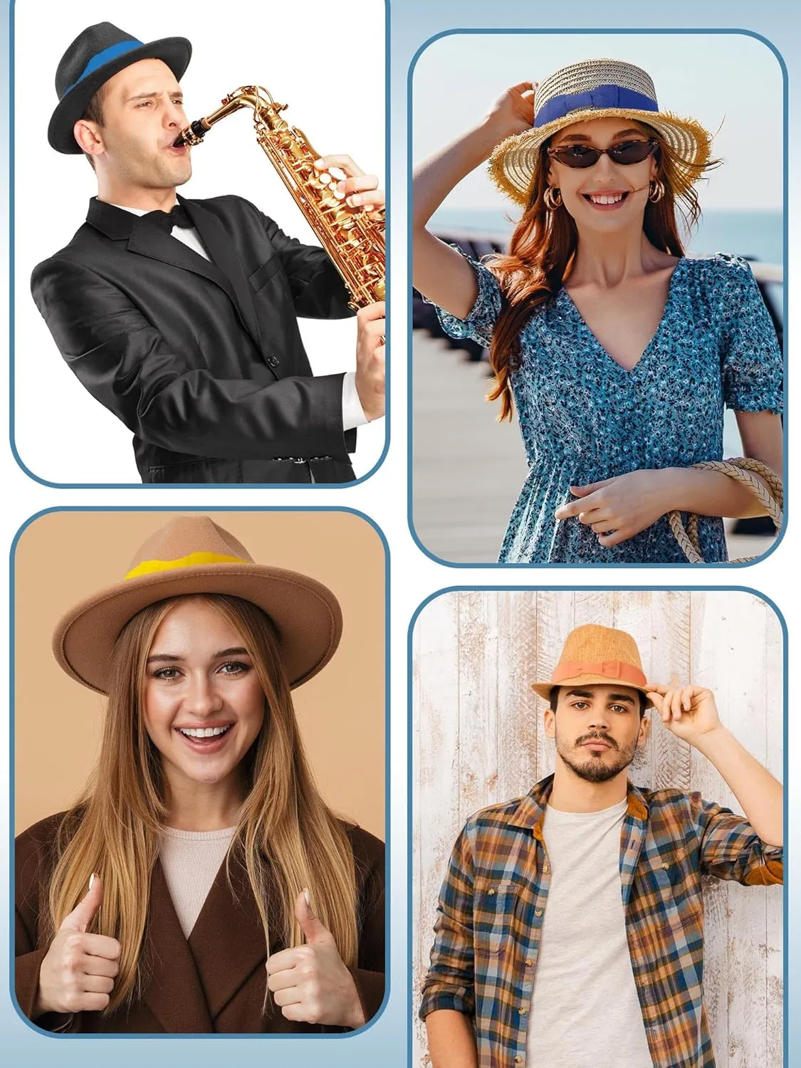 Tigeen 6 Pcs Stretchable Bowknot Hat Band Cowboy Hat Bands for Women Ribbon Panama Accessories
