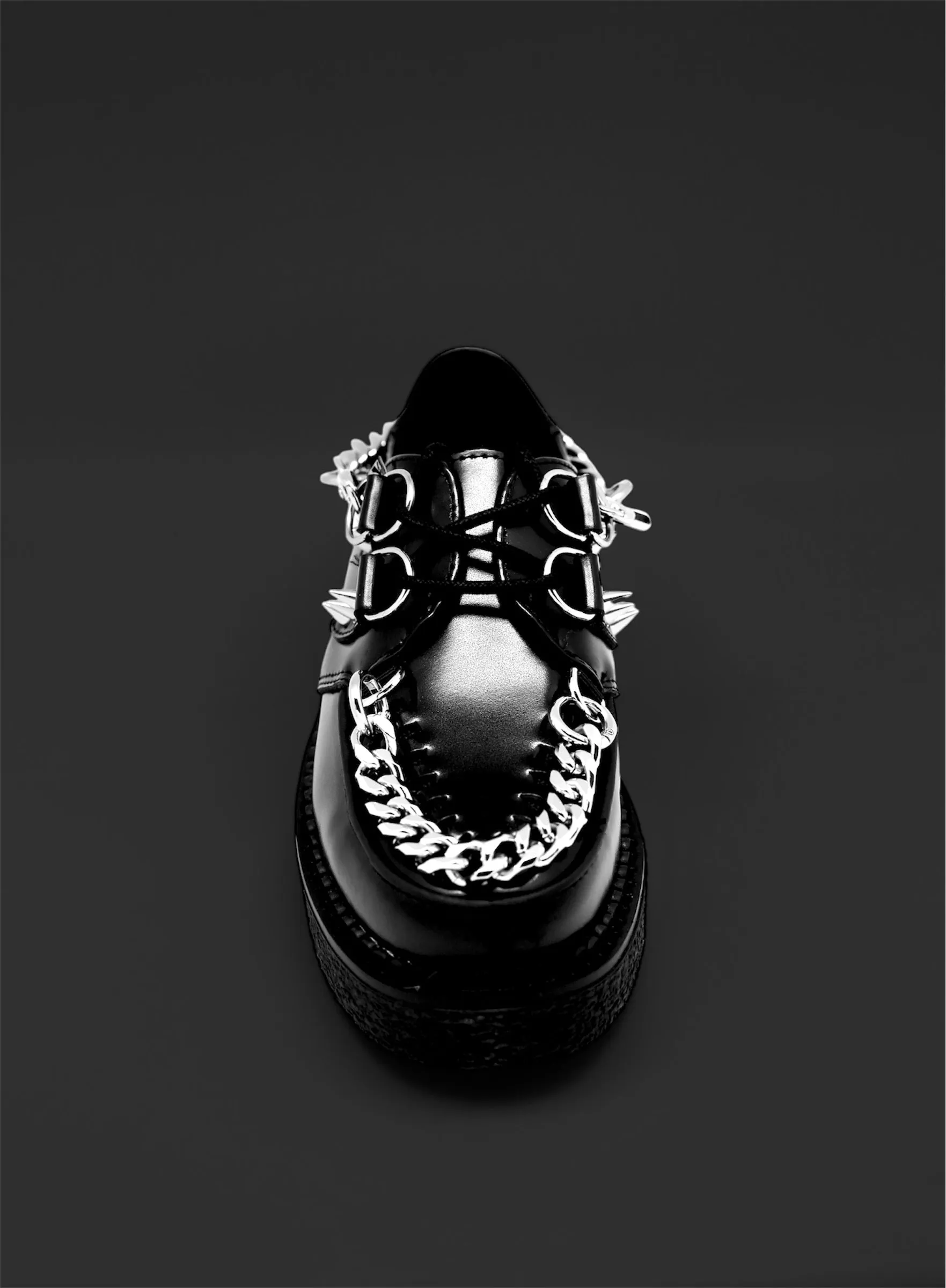 T.U.K x Posers Hollywood Black Leather Double Chain Spike Collab