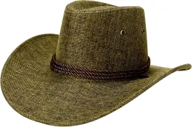 Unisex Faux Felt Cowboy Hats for Women and Men Western Hat Cowboy Sun Hat Outdoor Wide Brim Hat with Strap Khaki