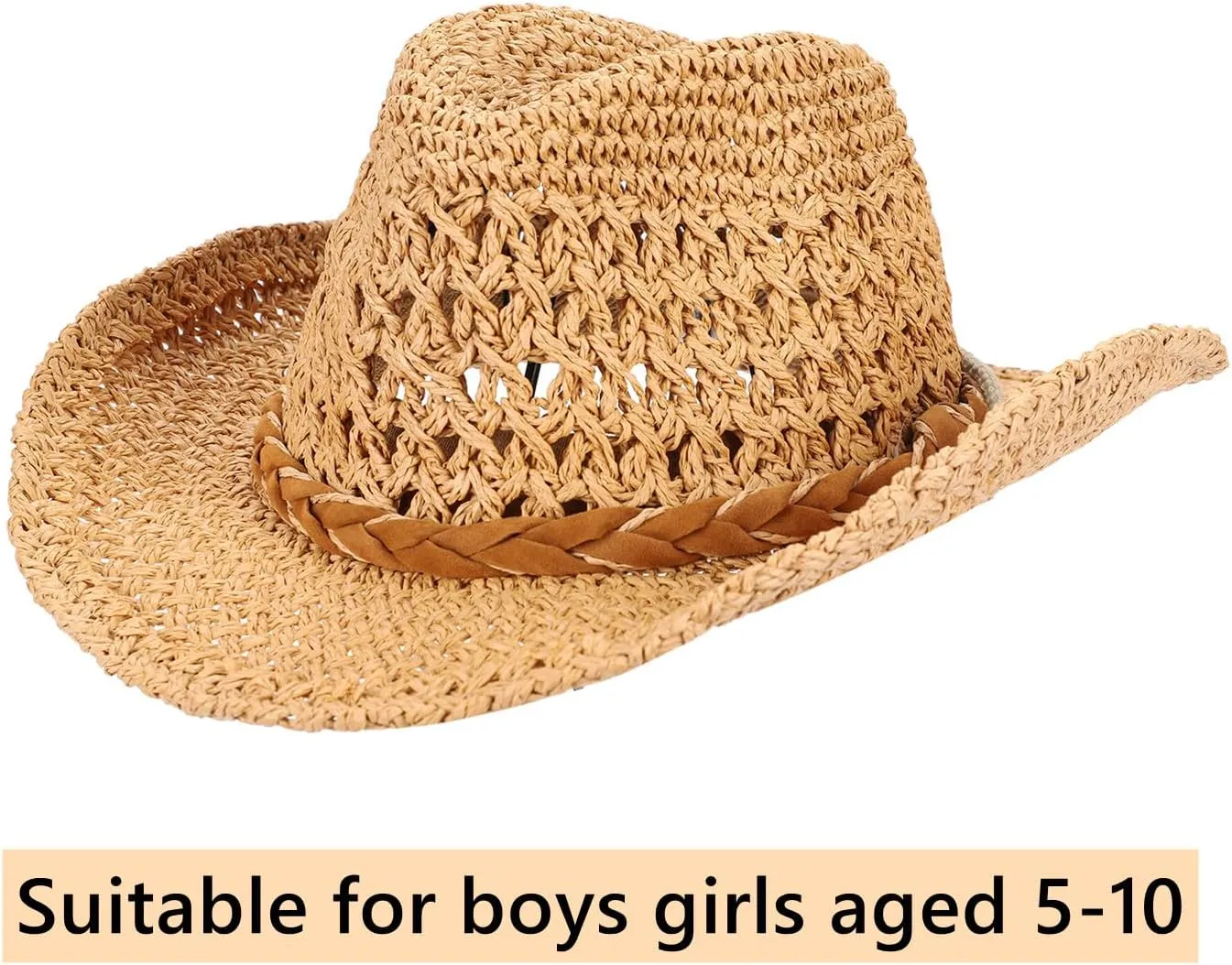 Western Cowboy Straw Hat for Boys Girls Shapeable Kids Fedora Panama Straw Hat Toddlers Floppy Sun Protection Beach Sun Cap