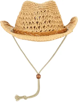 Western Cowboy Straw Hat for Boys Girls Shapeable Kids Fedora Panama Straw Hat Toddlers Floppy Sun Protection Beach Sun Cap