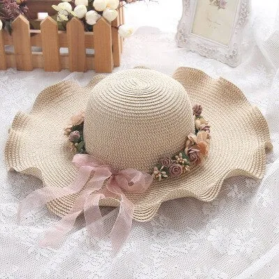 Wide Floppy Foldable Natural Fiber Woven Summer Sun Hat for Women