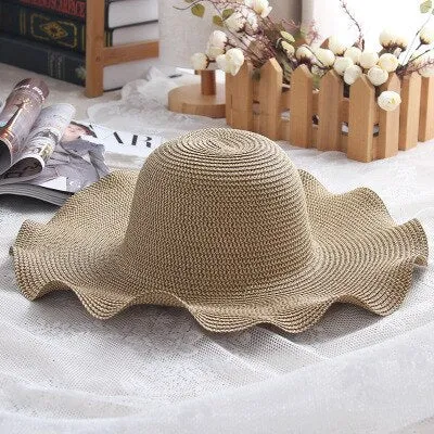 Wide Floppy Foldable Natural Fiber Woven Summer Sun Hat for Women