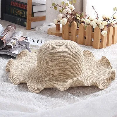 Wide Floppy Foldable Natural Fiber Woven Summer Sun Hat for Women