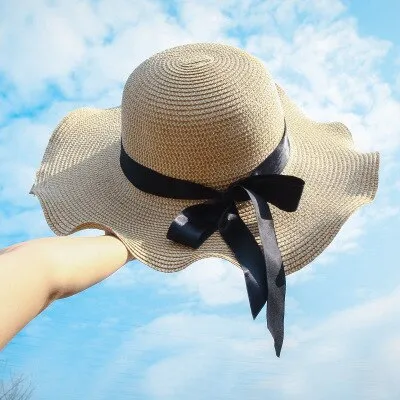 Wide Floppy Foldable Natural Fiber Woven Summer Sun Hat for Women