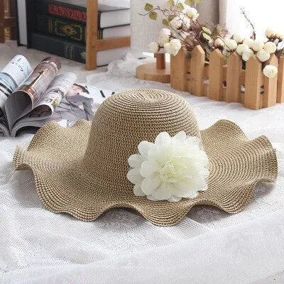 Wide Floppy Foldable Natural Fiber Woven Summer Sun Hat for Women