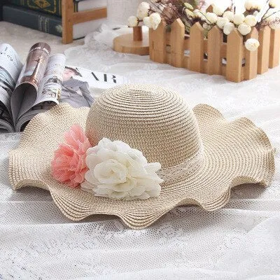 Wide Floppy Foldable Natural Fiber Woven Summer Sun Hat for Women