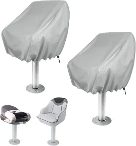 WOMACO 2 Pack Boat Seat Cover, Outdoor Waterproof Pedestal Pontoon Captain Boat Bench Chair Seat Cover, Oxford Fabric Helm Chair Protective Covers