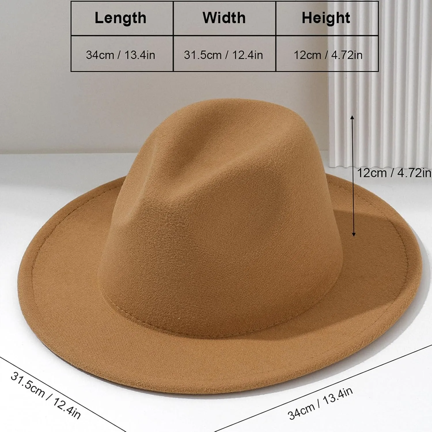 Women Classic Vintage Wide Brim Fedora Hat Unisex Adult Mens Felt Panama Cap Wool Jazz Hat