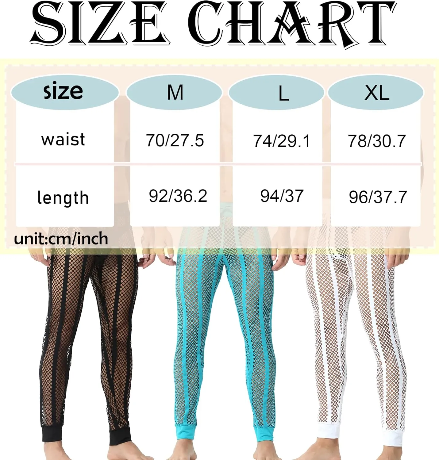 YUFEIDA Men's Fishnet Pants Drawstring Bottoms Low Rise Mesh Leggings Muscle Fit Long Pants See Through Thermal Bottoms