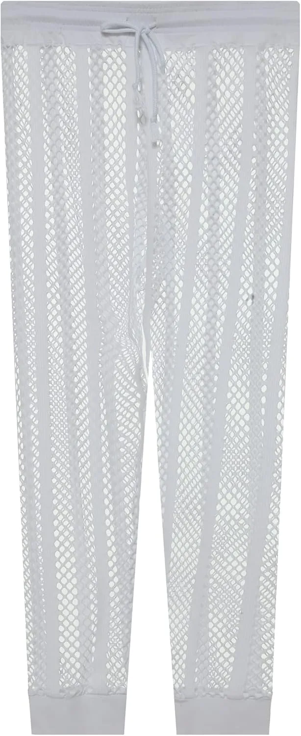 YUFEIDA Men's Fishnet Pants Drawstring Bottoms Low Rise Mesh Leggings Muscle Fit Long Pants See Through Thermal Bottoms